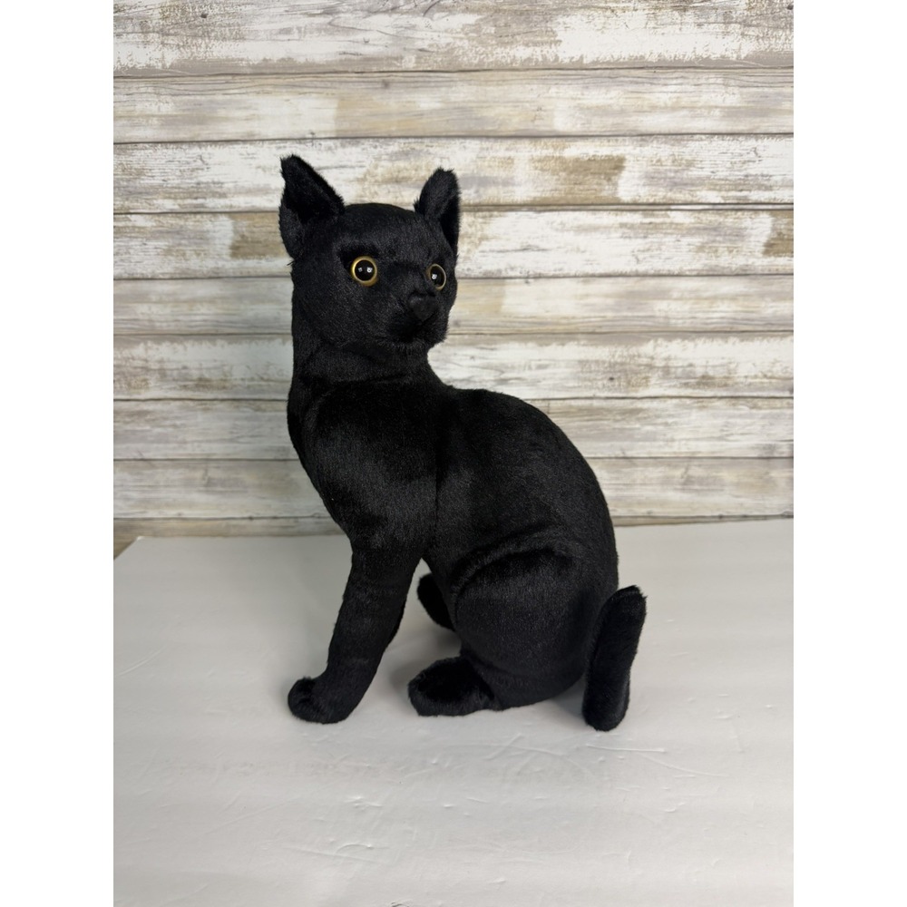 Boone Black Cat 14" Realistic Plush Tiger Tale Toys Viahart Stuffed Animal Toy